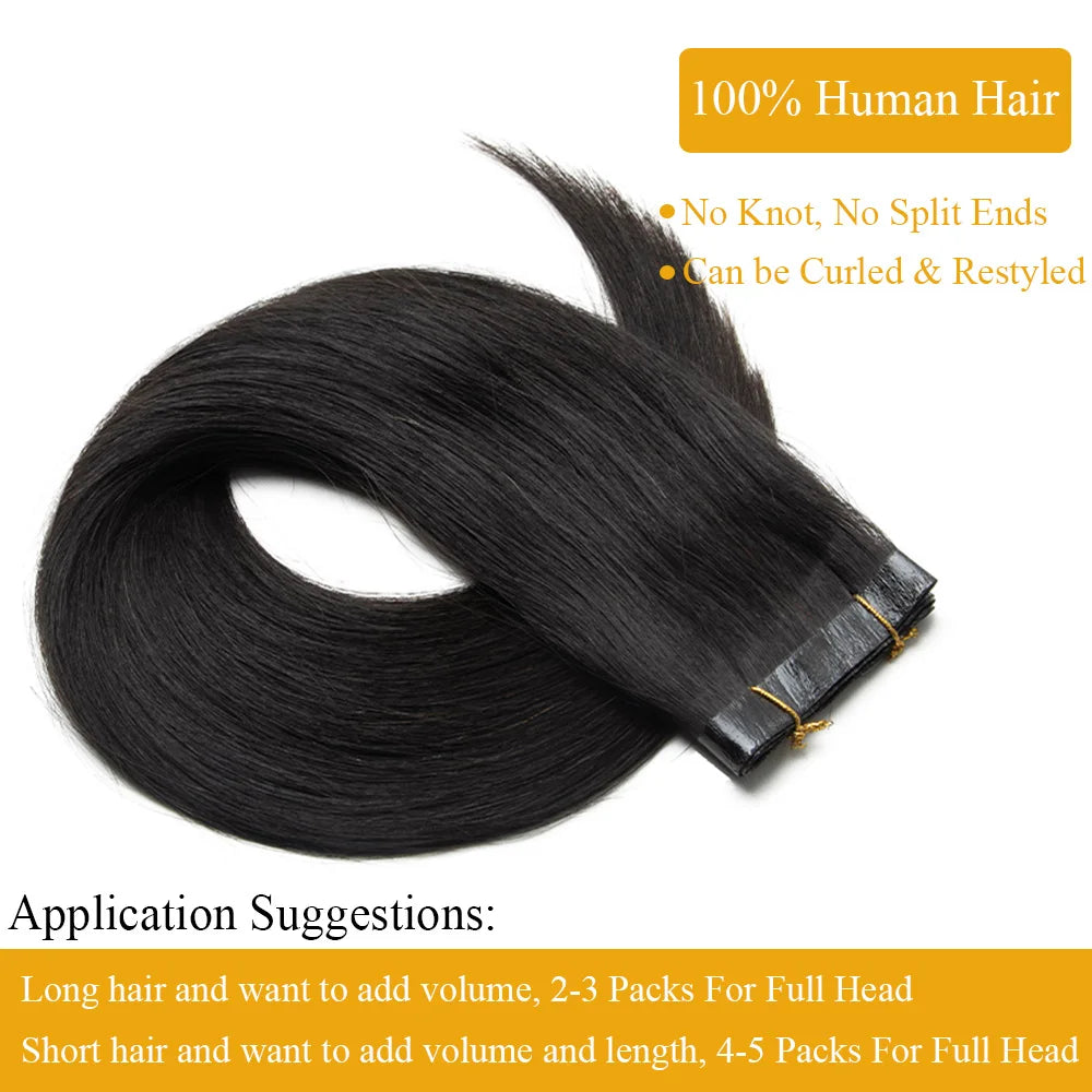 Seamless PU Tape Weft Human Hair Extensions Long PU Skin Weft Tape in Hair Extensions No Glue Human Hair For Fine Hair Long Weft
