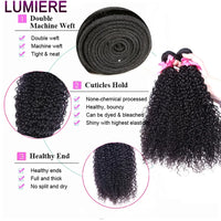 100% Virgin Afro Deep kinky Curl human hair HD Transparent Lace Front Closure with bundles