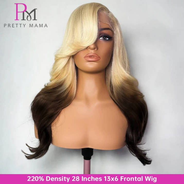 613 1B Ombre Blonde Colored Human Hair Wigs 13x4 13x6 lace Front Human Hair Wig Siamese Black Ombre Body Wave Lace Frontal Wigs