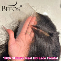 BEEOS Skinlike 13x6 HD Lace Frontal Only Pre Plucked Straight 6x6 5X5 HD Lace Closure Only Brazilian Human Hair 13x4 HD Frontal