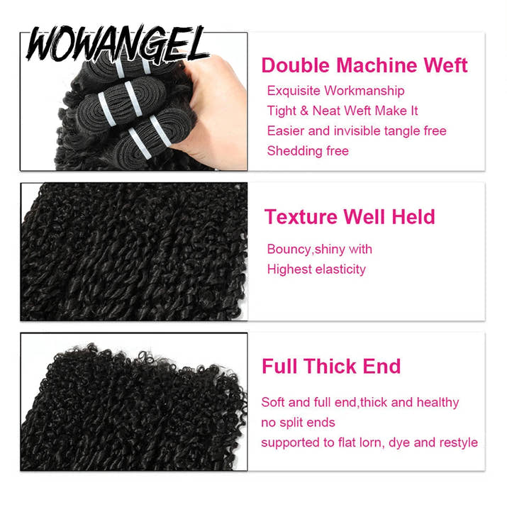 WOWANGEL Burmese Curly Human Hair Bundles Pixie Curly Bundles 100% Unprocessed Virgin Hair Extensions Ocean Spiral Curly Weft