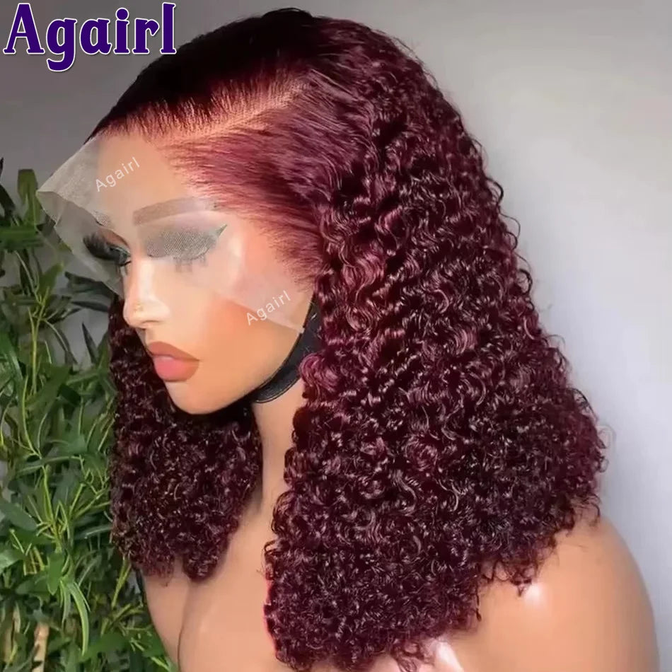 Orange Brown 13x6 Deep Curly Short Bob Human Hair Wigs 13x4 Water Wave Lace Frontal Bob Wigs Reddish Brown 5X5 Lace Closure Wigs