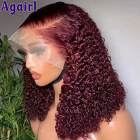 Orange Brown 13x6 Deep Curly Short Bob Human Hair Wigs 13x4 Water Wave Lace Frontal Bob Wigs Reddish Brown 5X5 Lace Closure Wigs