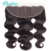 Phashion Ear to Ear 13X4 Lace Frontal Straight 4x4 5X5 Closure Only Body Wave Pre Plucked Swiss Transparent 100% Remy Human Hair