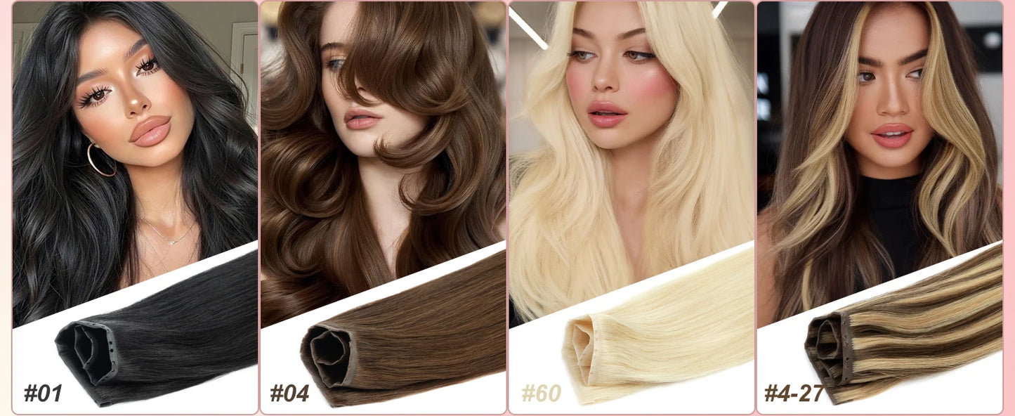 Invisible Hole Flat Pu Tape Human Hair Twin Tabs 25cm Long Tape PU Weft Real Human Hair No Glue Microlink Application 40-50g