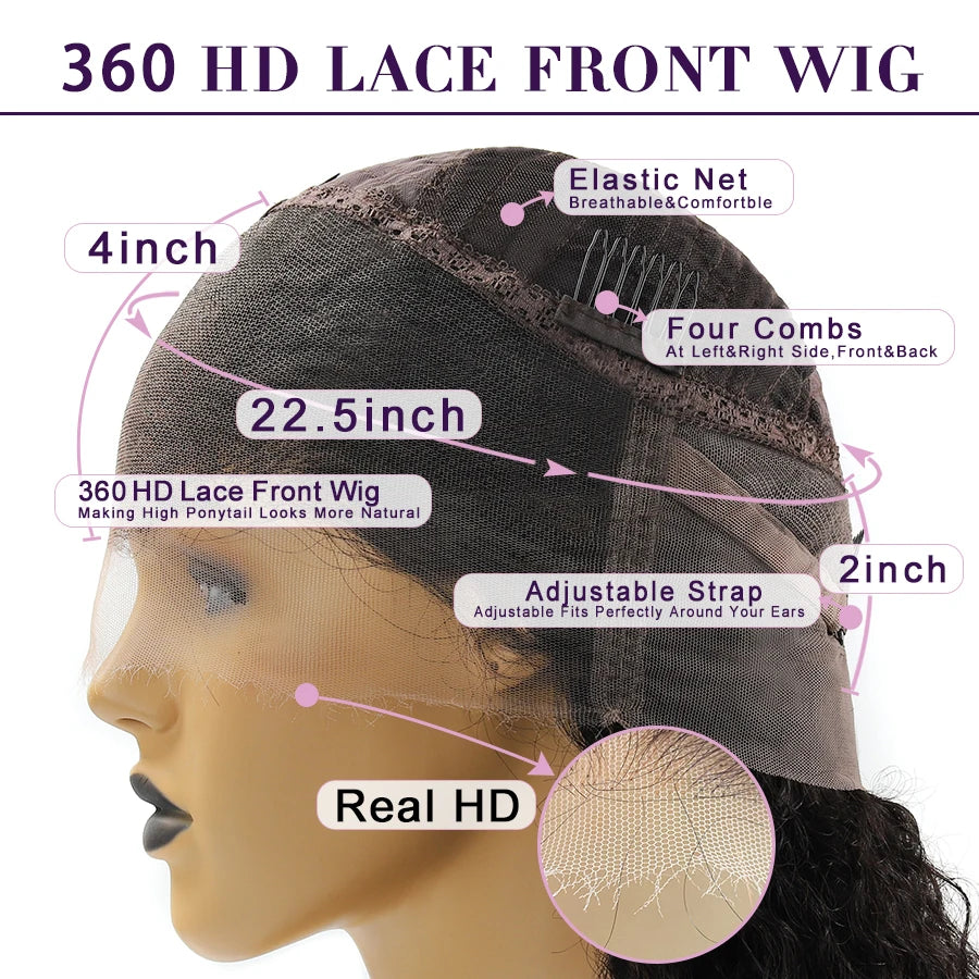 360 HD Lace Front Human Hair Wigs Body Wave Wigs 250% HD Transparent Lace Frontal Wigs 30 32 inch Full Lace Wigs Pre Plucked