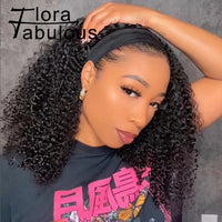 Natural Color Short Afro Kinky Curly Human Hair Wig With Bangs 200 Density NON-Lace 100% Virgin Human Hair Wigs For Black Women