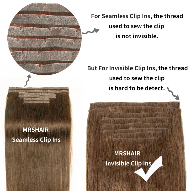 Invisible PU Clip In Hair Extension Human Hair Injected PU Tape Weft Clip in Extension 7Pcs/set 12-24inch 100G 120G Clip On Hair