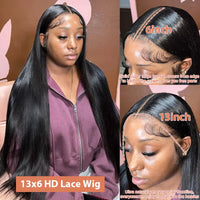 Bone Straight 13x6 HD Lace Frontal Wig 5x5 Closure Glueless Wig 100% Human Hair 30 40 Inch 13x4 Transparent Lace Pre Plucked Wig