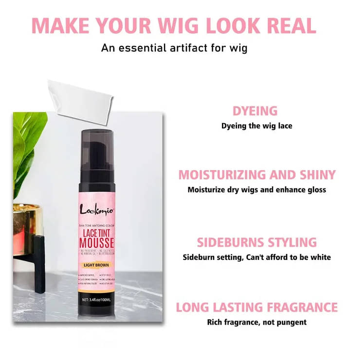 Natural Lace Tint Spray Dyed Foam Mousse for Women 100ML Wigs Mesh Skin-fitting Invisible Colorant Cosplay Wig Dye Mist