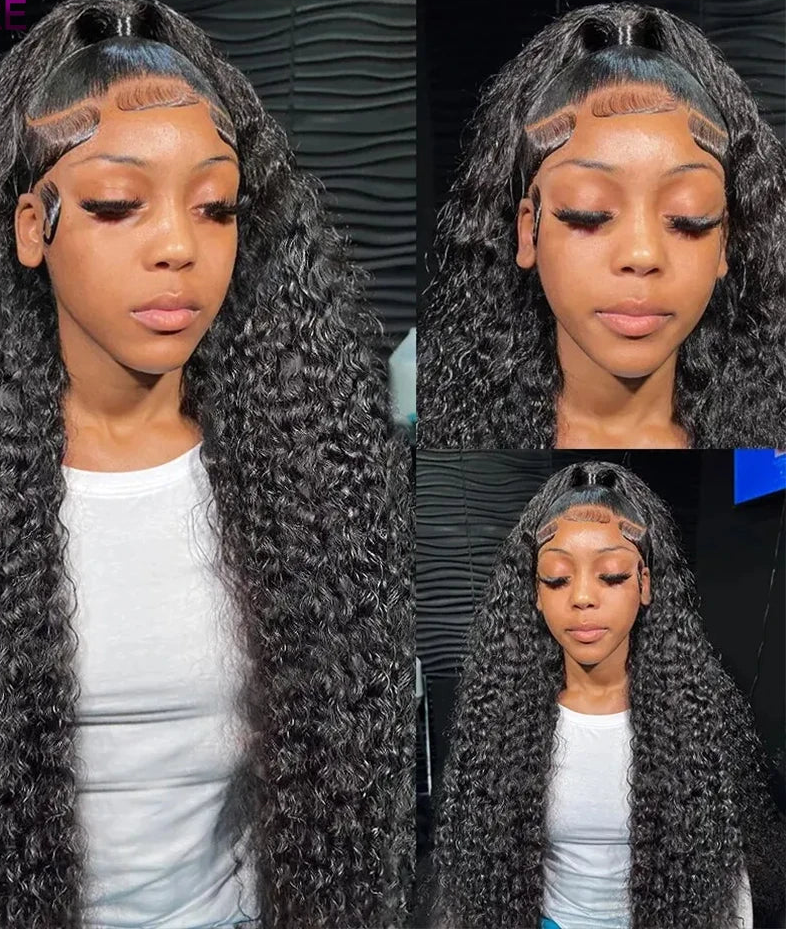 100% Virgin Afro Deep kinky Curl human hair HD Transparent Lace Front Closure with bundles