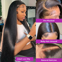 200% Straight Real Full Lace Human Hair Wig 30 40 Inch Transparent HD Lace 13x6 Lace Frontal Wigs for Women 13x4 360 Pre plucked