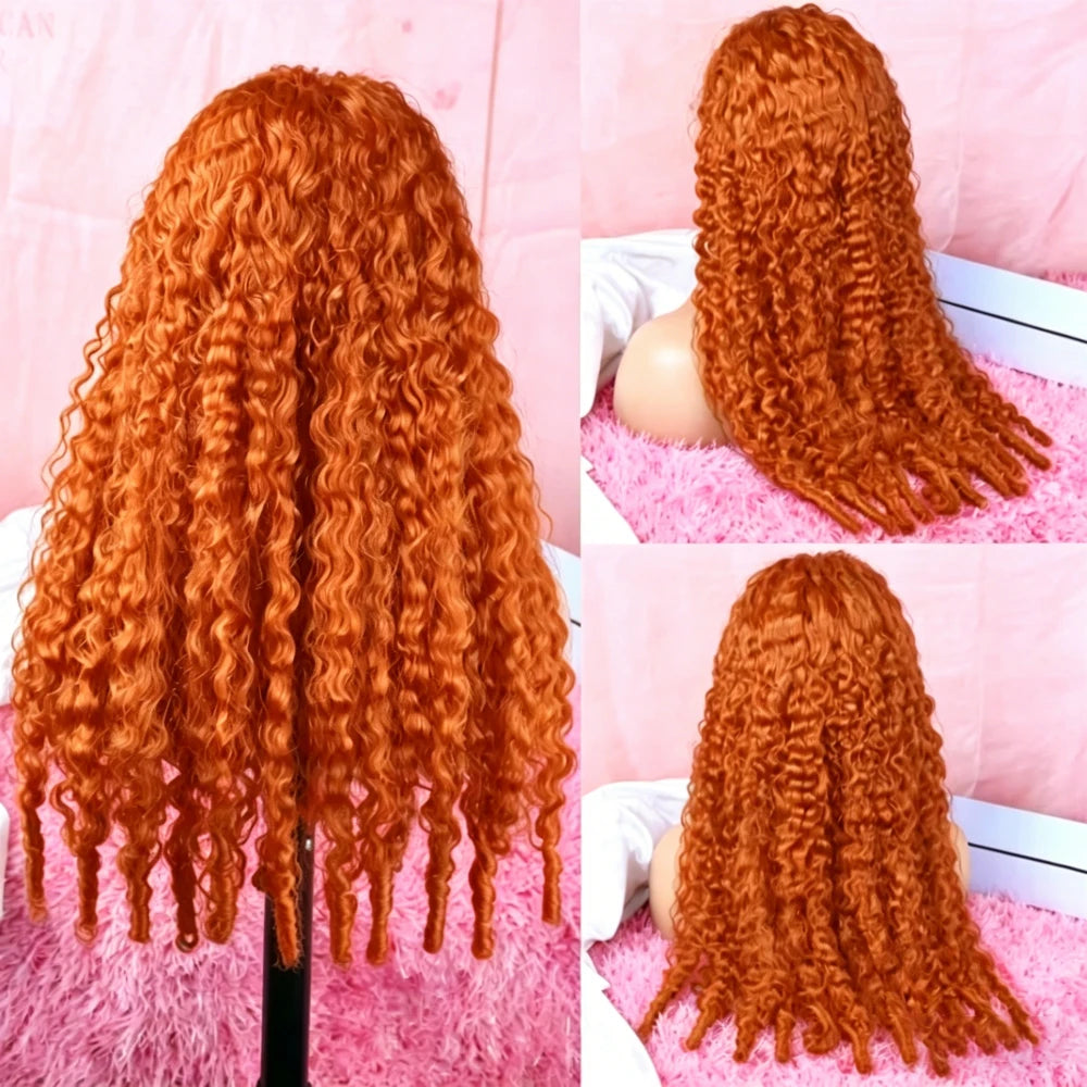 Ginger Orange Burmese Curly Human Hair Wig Pre Plucked 13x6 Hd Lace Front Human Hair Wig #350 Colored Wig Human Hair 200 Density