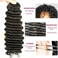 12A Deep Wave Full Head Human Crochet Hair for Black Women Extensions PreSeparated Reusable Loose Wave Feather Crochet Bulk Hair