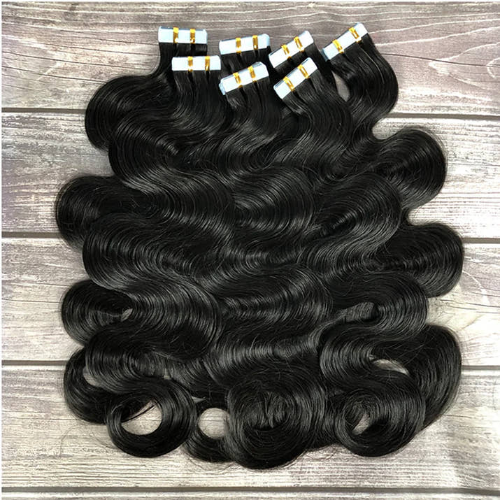 Tape In Hair Extensions Real Human Hair Body Wave 100%Human Fusion Hair 2.5g/strand 20pcs/pack Natural Human Hair Extensions 1b