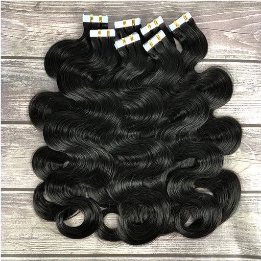 Tape In Hair Extensions Real Human Hair Body Wave 100%Human Fusion Hair 2.5g/strand 20pcs/pack Natural Human Hair Extensions 1b