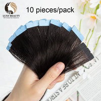 Mini Tape in Human Hair Extensions Double Side Invisible Seamless Tape in Hair 10pcs/set Natural Straight Black Brown Blonde