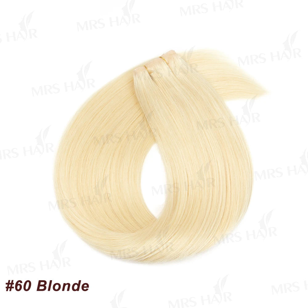 Invisible Long Tape PU Weft Human Hair Bundles Real Natural Hair Seamless & No-Glue Injected Tape In Hair Extensions Thick Ends