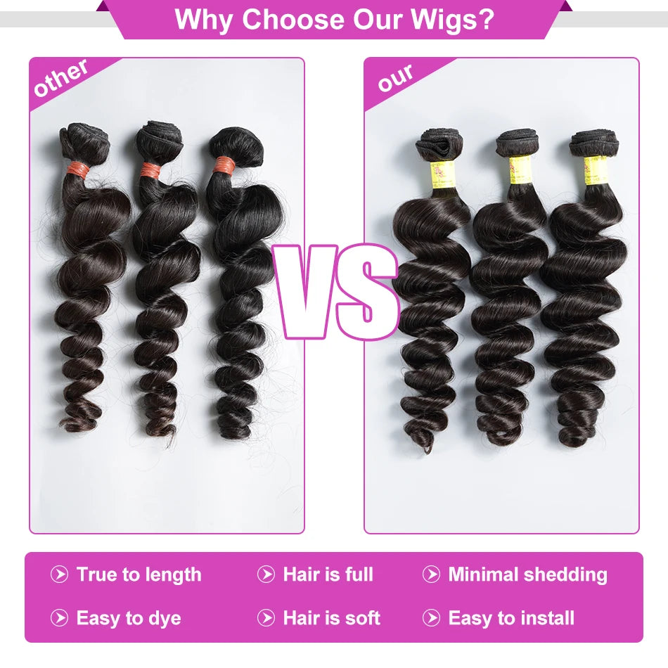 30 38 40 Inch Loose Deep Wave Double Weft Human Hair Curly Bundles Extensions Tissage Unprocessed Brazilian Hair 1 2 3 4 Weave