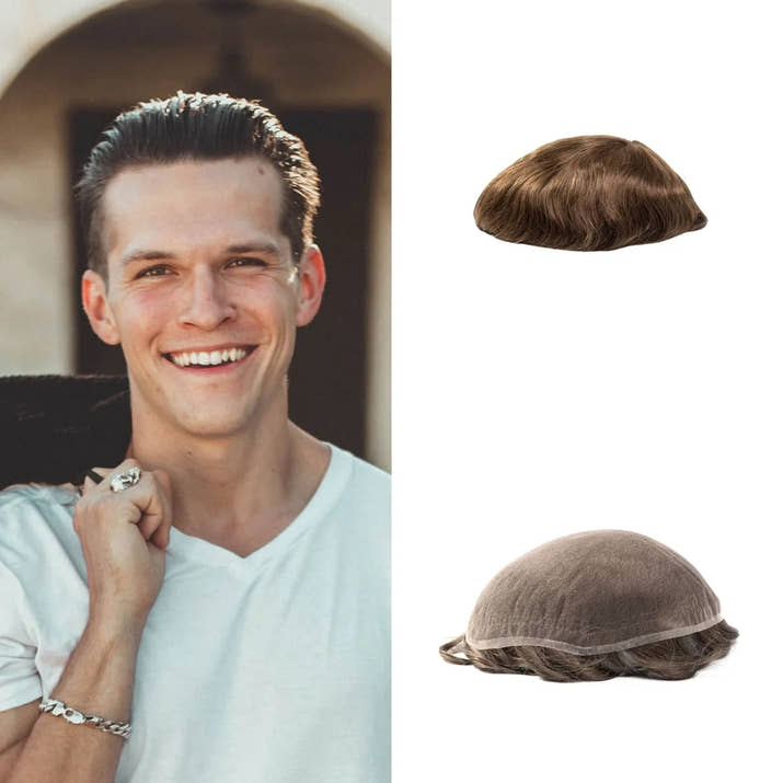 Full Lace Toupee For Men Human Hair Systems Unit Men's Lace Base Wig Breathable Male Capillary Prothesis Man Wigs