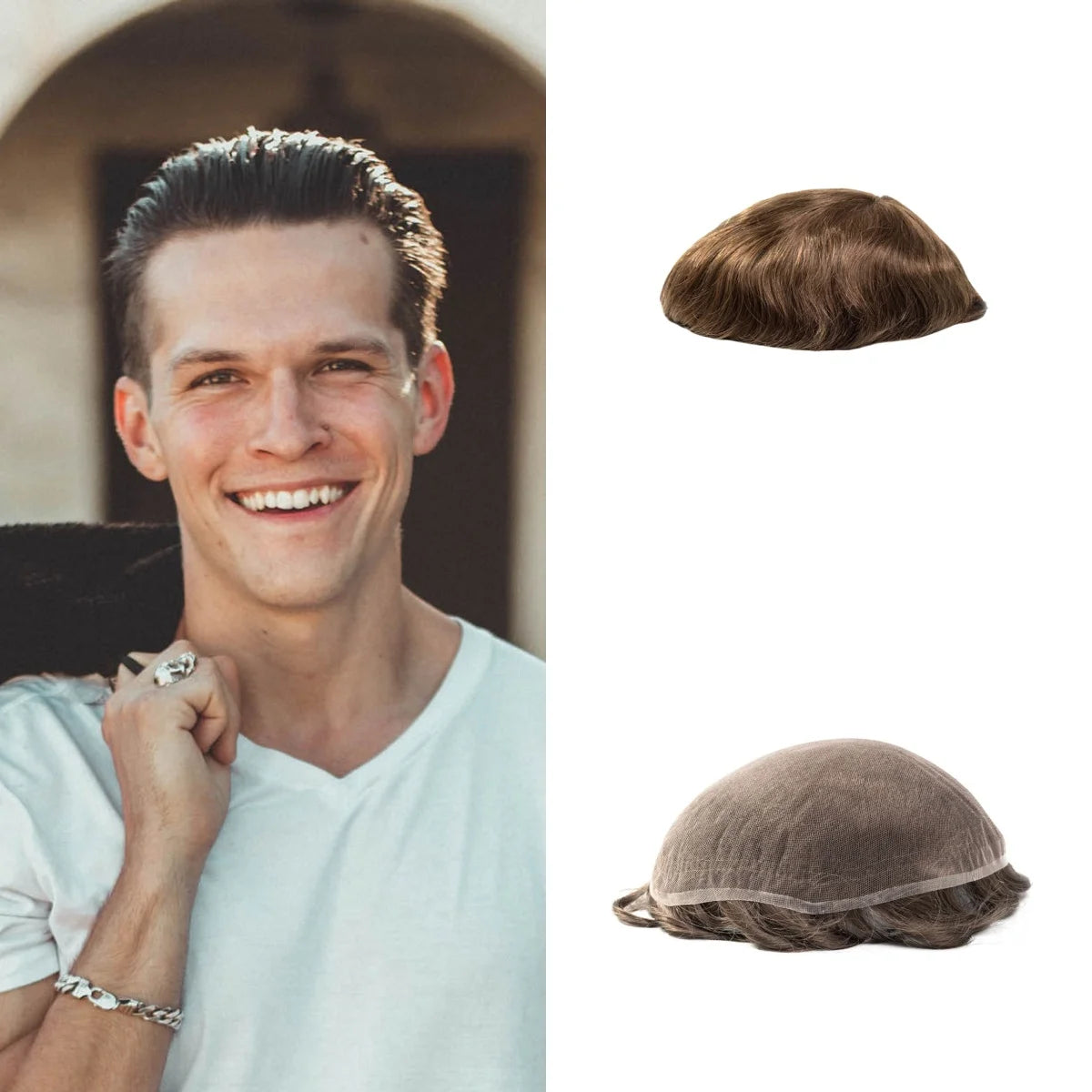 Full Lace Toupee For Men Human Hair Systems Unit Men's Lace Base Wig Breathable Male Capillary Prothesis Man Wigs