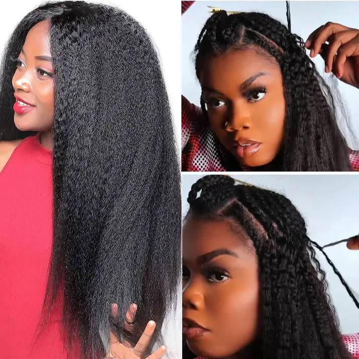 Kinky Straight Crochet Human Hair Pre Looped Feather Real Human Hair Extensions Reusable Invisible Pre-Separated Knotless