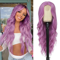 Synthetic Long Lace Wavy Wig for Women 26 Inch Middle Part Curly Natural Looking Heat Resistant Fiber for Daily Party Christmas
