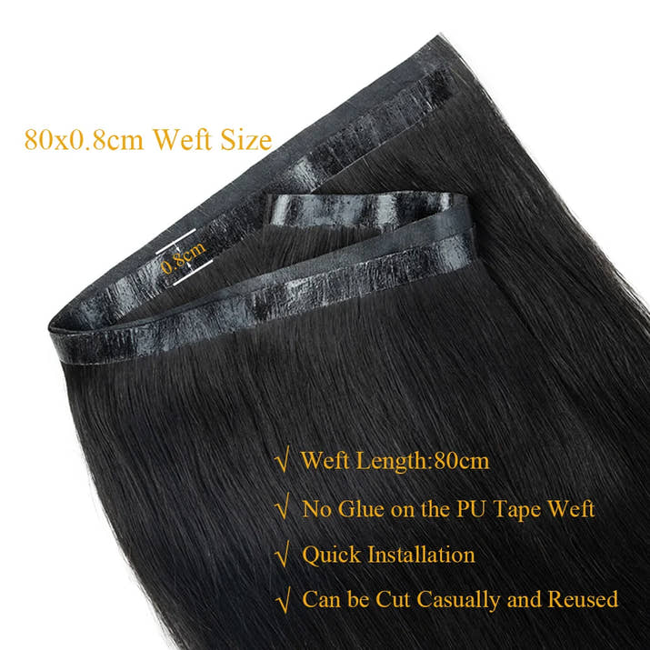 Seamless PU Tape Weft Human Hair Extensions Long PU Skin Weft Tape in Hair Extensions No Glue Human Hair For Fine Hair Long Weft