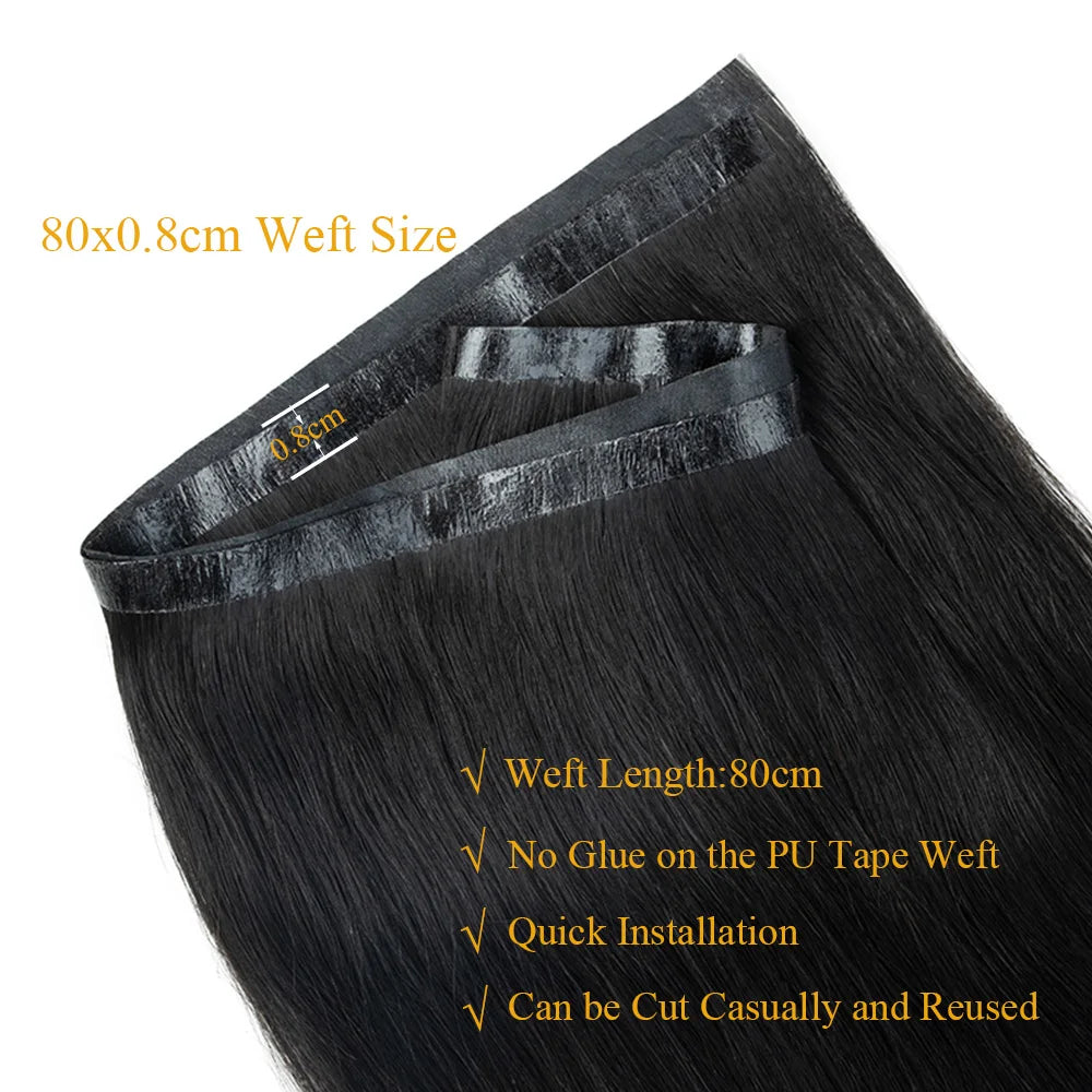 Seamless PU Tape Weft Human Hair Extensions Long PU Skin Weft Tape in Hair Extensions No Glue Human Hair For Fine Hair Long Weft
