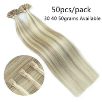 K Tip Hair Extensions Keratin Human Hair Hot Fusion Hair Extension 1cm Italy Keratin Glue Machine Remy 12-24inch 30  50G/pack