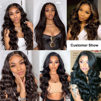 Body Wave Human Hair 360 Lace Frontal Closure 10 - 22 inch Natural Black Preplucked Wavy 360 Lace Closure for Women