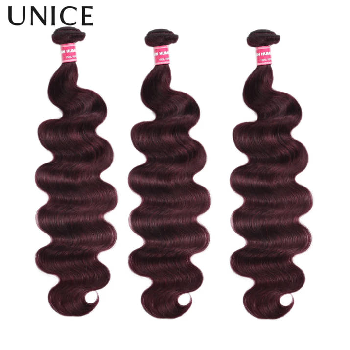 UNice Purple Black Cherry Body Wave Bundles 1 3 4 Pcs/Lot 100% Virgin Human Hair Bundles