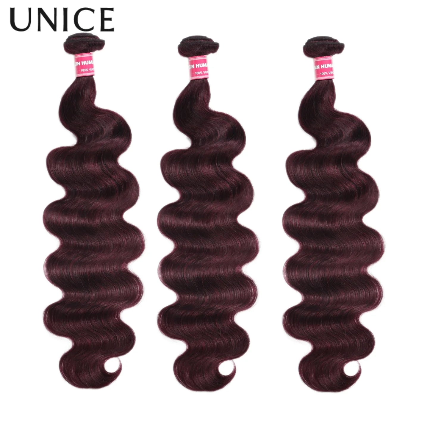 UNice Purple Black Cherry Body Wave Bundles 1 3 4 Pcs/Lot 100% Virgin Human Hair Bundles