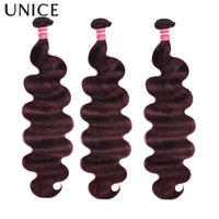 UNice Purple Black Cherry Body Wave Bundles 1 3 4 Pcs/Lot 100% Virgin Human Hair Bundles