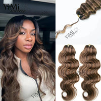 Highlight Colored Feather Crochet Human Hair Extension Highlight Honey Brown Color Body Wave Reusable Feather Crochet Human Hair