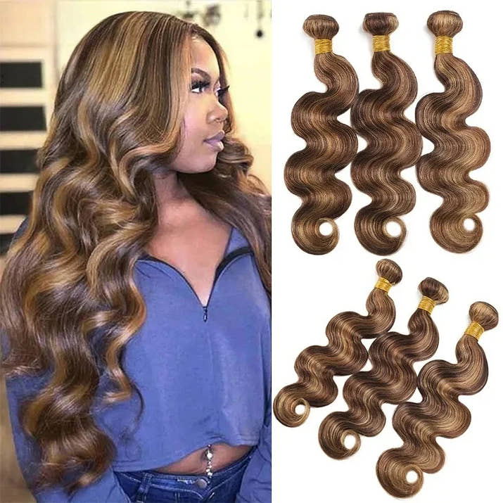 Highlight Ombre Bundles Human Hair 100% Unprocessed Brazilian Colored Body Wave Raw Hair Bundles Weave Extensions Deals