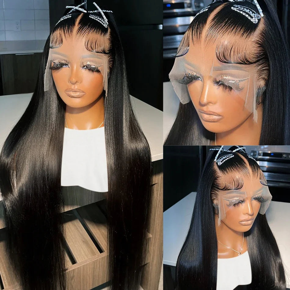 200% Straight Real Full Lace Human Hair Wig 30 40 Inch Transparent HD Lace 13x6 Lace Frontal Wigs for Women 13x4 360 Pre plucked