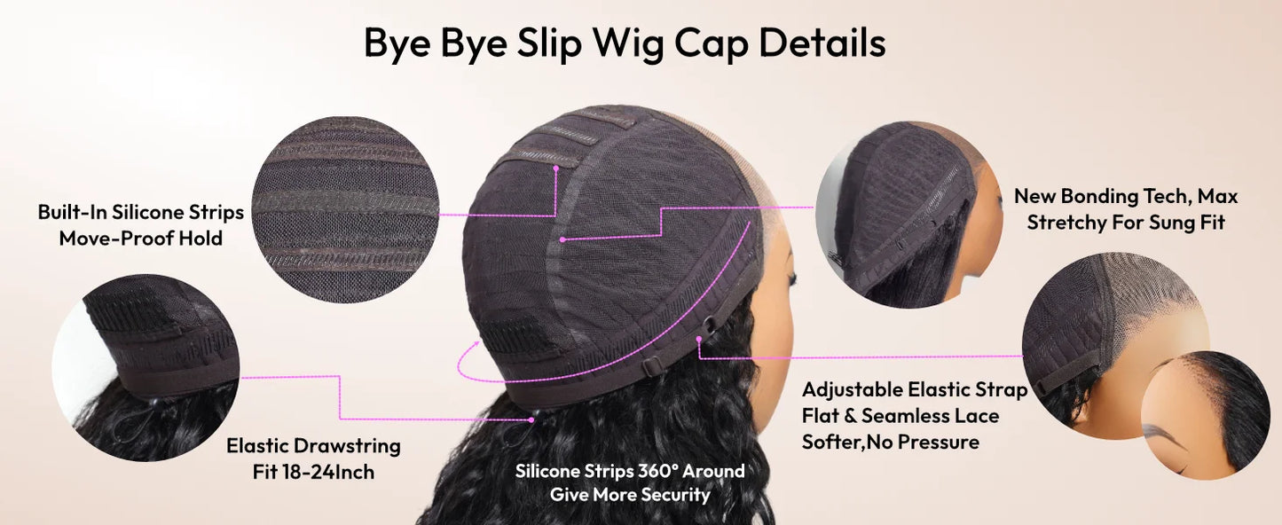 UNice Bye Bye Slip 7x5 Lace Black Cherry Pre Layered Wolf Bob Wig With Wispy Bangs & Drawstring Wear Go Glueless Human Hair Wig