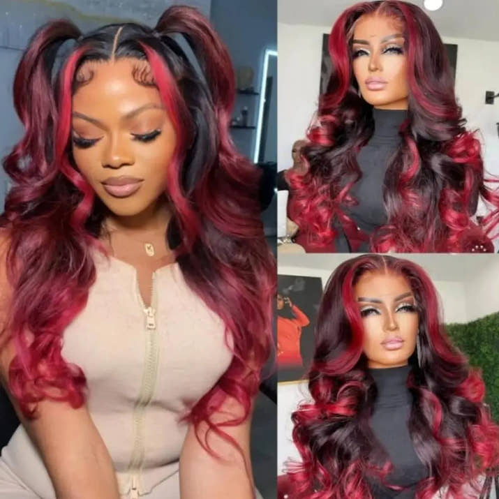 Red Highlight Body Wave Wig
