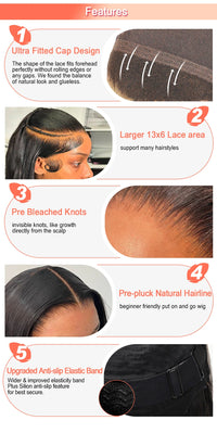 BEEOS Ultra Fitted 13X6 Glueless Wig Human Hair Ready To Wear Skinlike HD Lace Straight Human Hair Lace Frontal Wig Brazilian