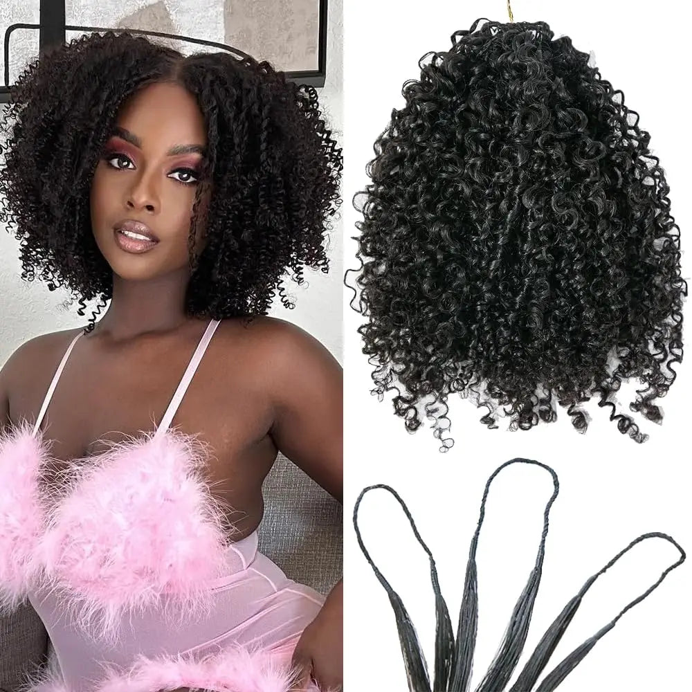 240g Afro Kinky Burmese Curly Crochet Human Hair Knotless Pre-Separated Crochet Feather Hair Extensions Curly Human Hair