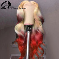 Cosplay Colored Green Grey Pink Blue Red Body Wave 28 Inches 13x4 HD Lace Frontal Wigs Brazilian Human Hair Wig For Women