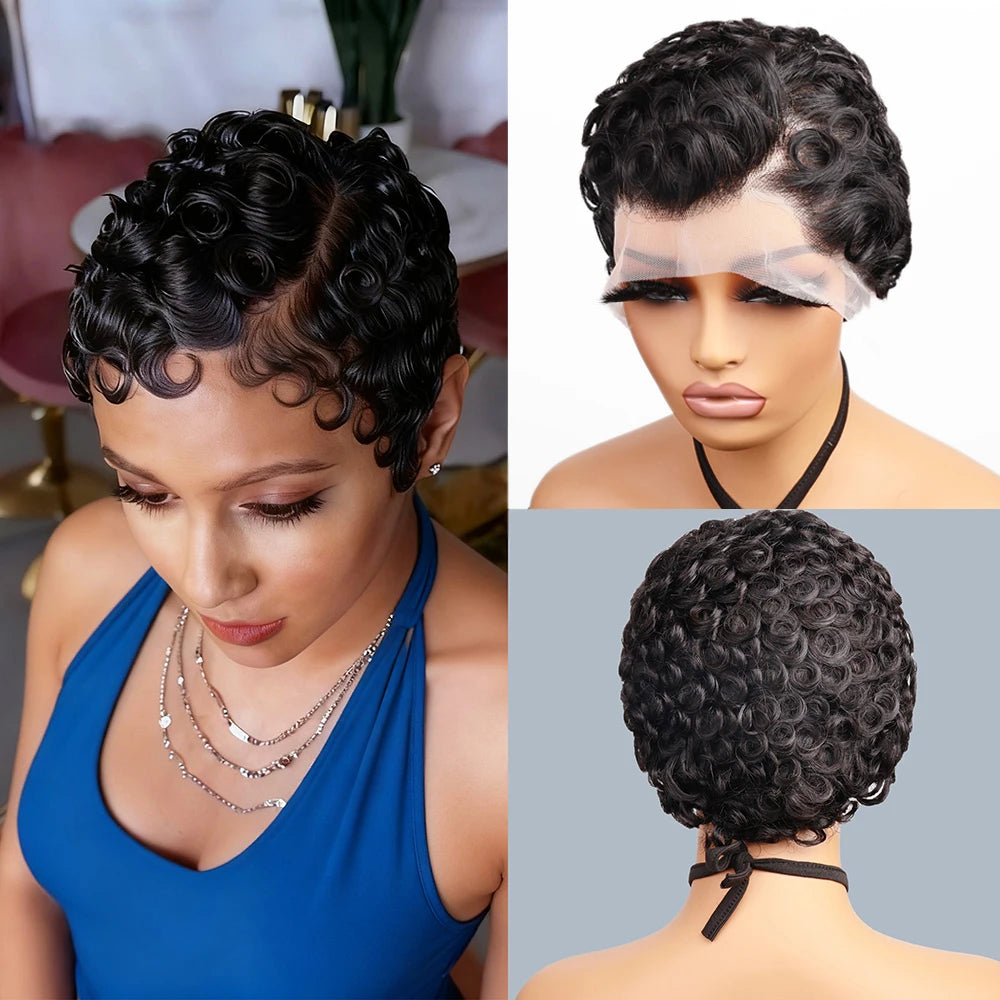Body Wave 13x4 HD Lace Front Human Hair Wig Pixie Cut Glueless Wigs For Women 100% Human Hair Wigs Pre Plucked Lace Wig