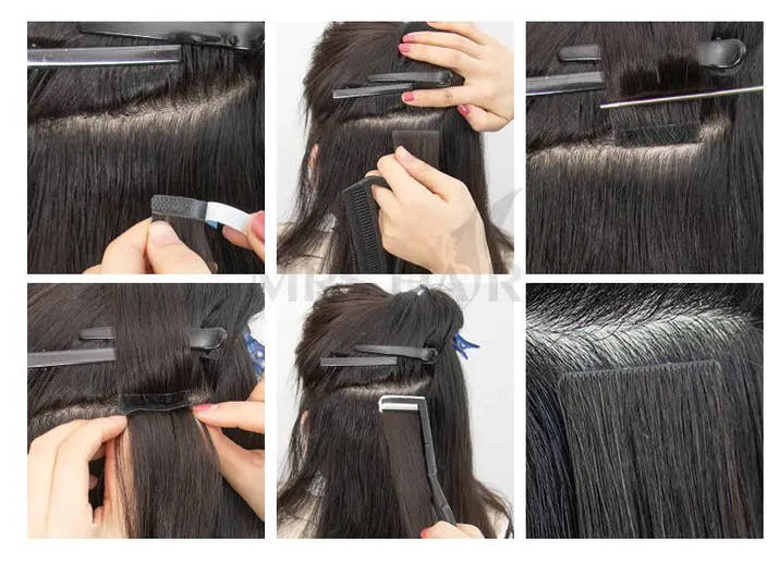 Invisible Tape In Extensions Human Hair Seamless Pu Skin Weft Injected Hair Extensions Hand Tied Adhesives Tape-Ins 10pcs/pack