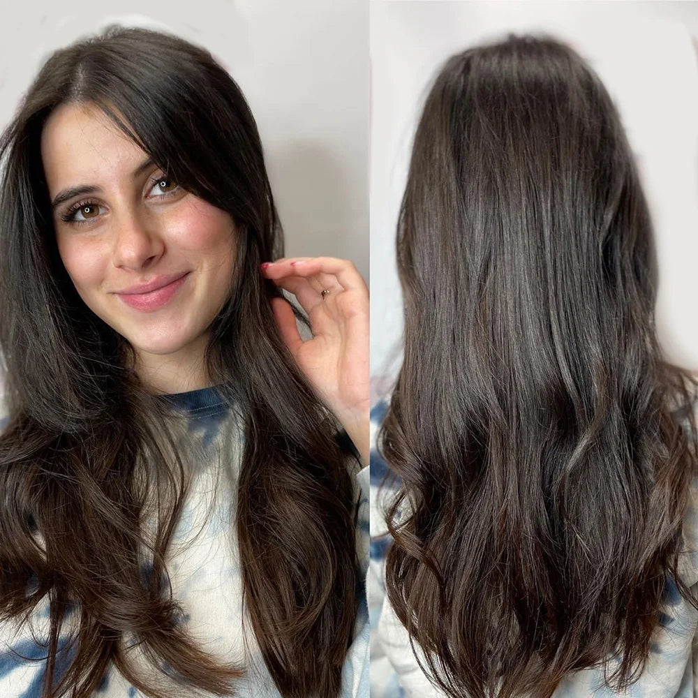 Invisible Hole Weft Human Hair Extensions 16"-20" Twin Tab Weft Hair Natural Straight Pull Through Micro Weft Hair Spot Goods