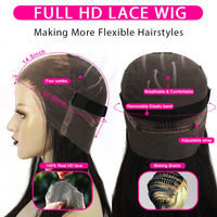 WowAngel HD Full Lace Wig All Skins Melted Human Hair Wig 26in Straight HD Lace Wigs Natural Scalp Remy Brazilian Hair For Woman