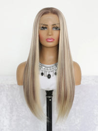 24" Blonde Highlight Straight Lace Wig