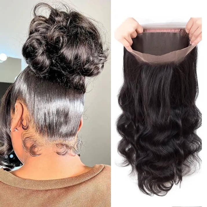Body Wave Human Hair 360 Lace Frontal Closure 10 - 22 inch Natural Black Preplucked Wavy 360 Lace Closure for Women