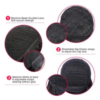 Afro Kinky Curly Wigs With Bangs For Women Brazilian Hair Machine Made Wig Short Afro Curly Human Hair Wigs 180 Density