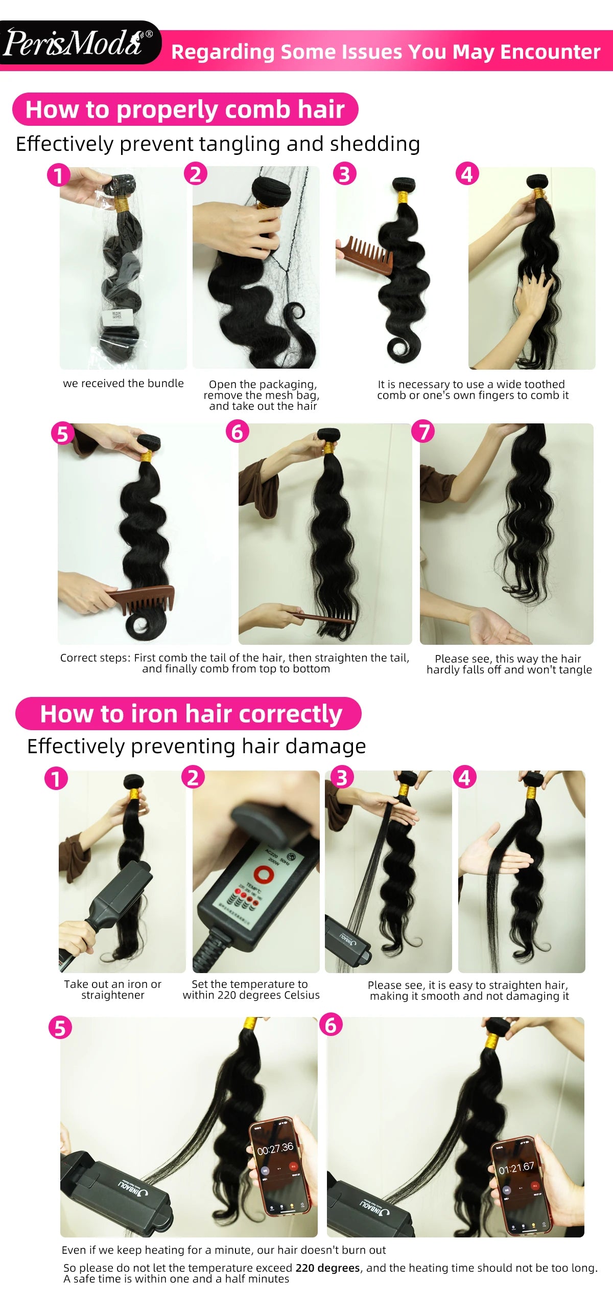 PerisModa 100% Human Hair Body Wave Bundles Human Hair Brazilian Natural Black 3/4 Bundle Deals Virgin Hair Raw Hair Extensions
